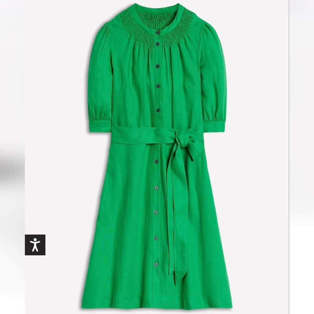 Boden Ada Linen Short Dress In Sapling Green Size 2P BNWT
